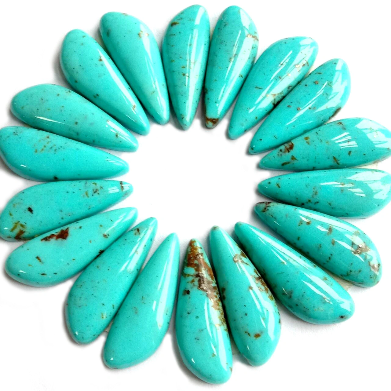 American Blue Turquoise Cabochon Gemstone 9x24mm Panjang Pear Bentuk American Turquoise Halus Cab Batu Permata untuk Perhiasan 1