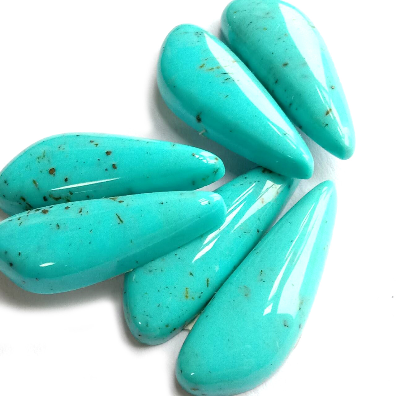 அமெரிக்கன் ப்ளூ டர்க்கைஸ் கபோச்சோன் ஜெம்ஸ்டோன் 9x24மிமீ நீளமான பேரிக்காய் வடிவம் அமெரிக்கன் டர்க்கைஸ் ஸ்மூத் கேப் ரத்தினக் கல் 15