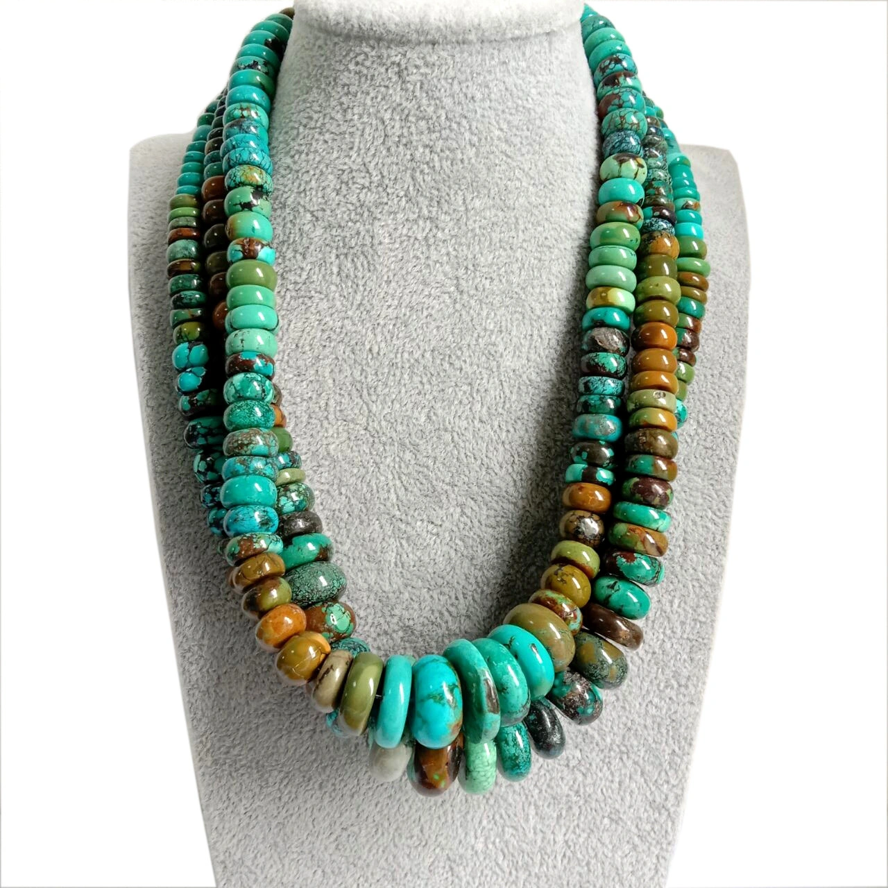 16 inch Green Blue Turquoise chunky necklace Freeform Disc Rondelle Wheel Heishi bead turquoise DIY Jewelry Beading 1