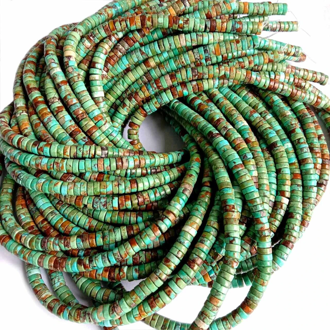 Green Turquoise Heishi Disc Beads Gemstone 16 inch Strand 6mm 1