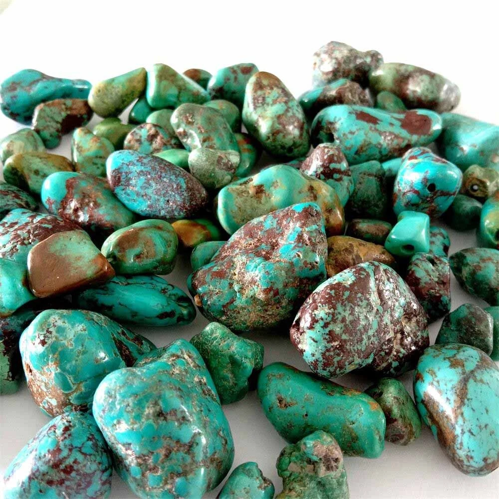 Abalorios de pepita de turquesa auténtica. Abalorios de pedras preciosas de turquesa auténtica. Pedra de turquesa real 1