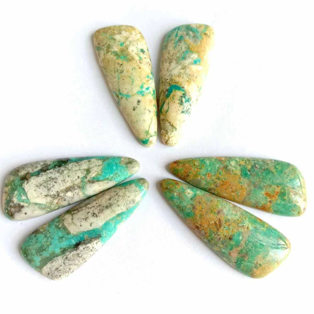 Natural Turquoise 13x35mm Pear Gemstone Cabochon Green Turquoise Cabs Bakeng sa ho etsa mabenyane 1