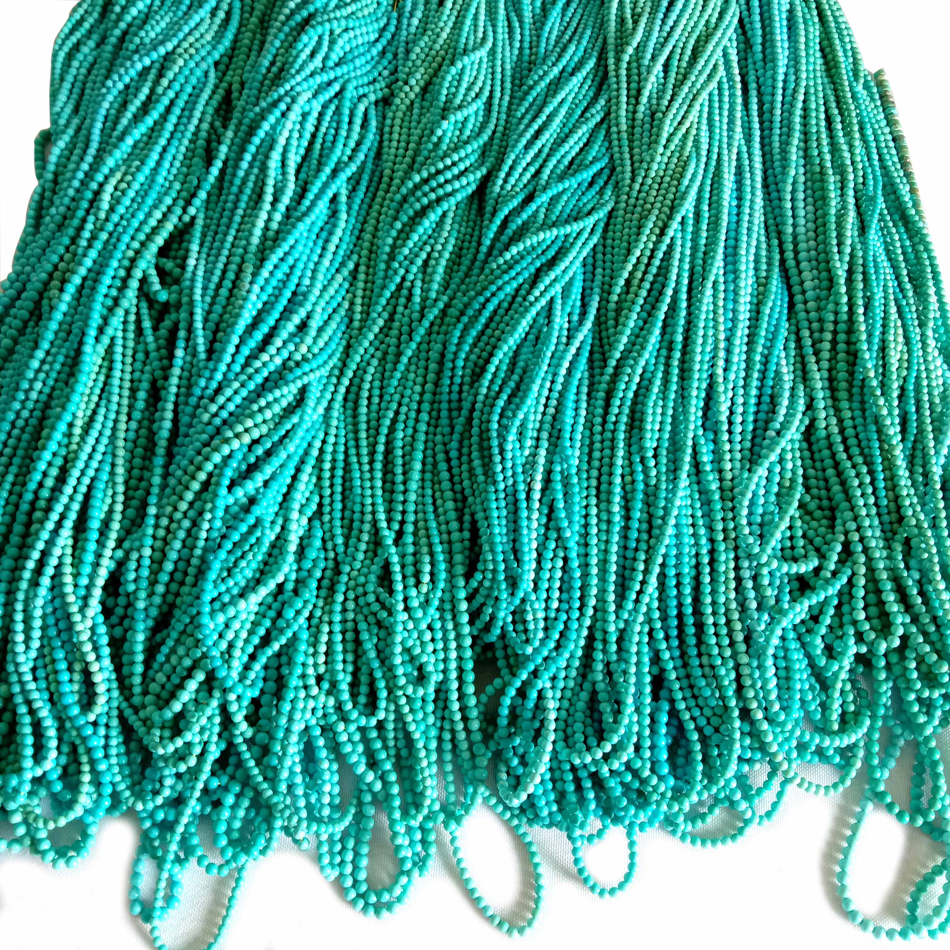 Байгалийн оюу 3-4мм гөлгөр дугуй бөмбөлгүүдийг 16 инчийн үнэт эдлэл хийхэд зориулсан эрдэнийн чулуу 18