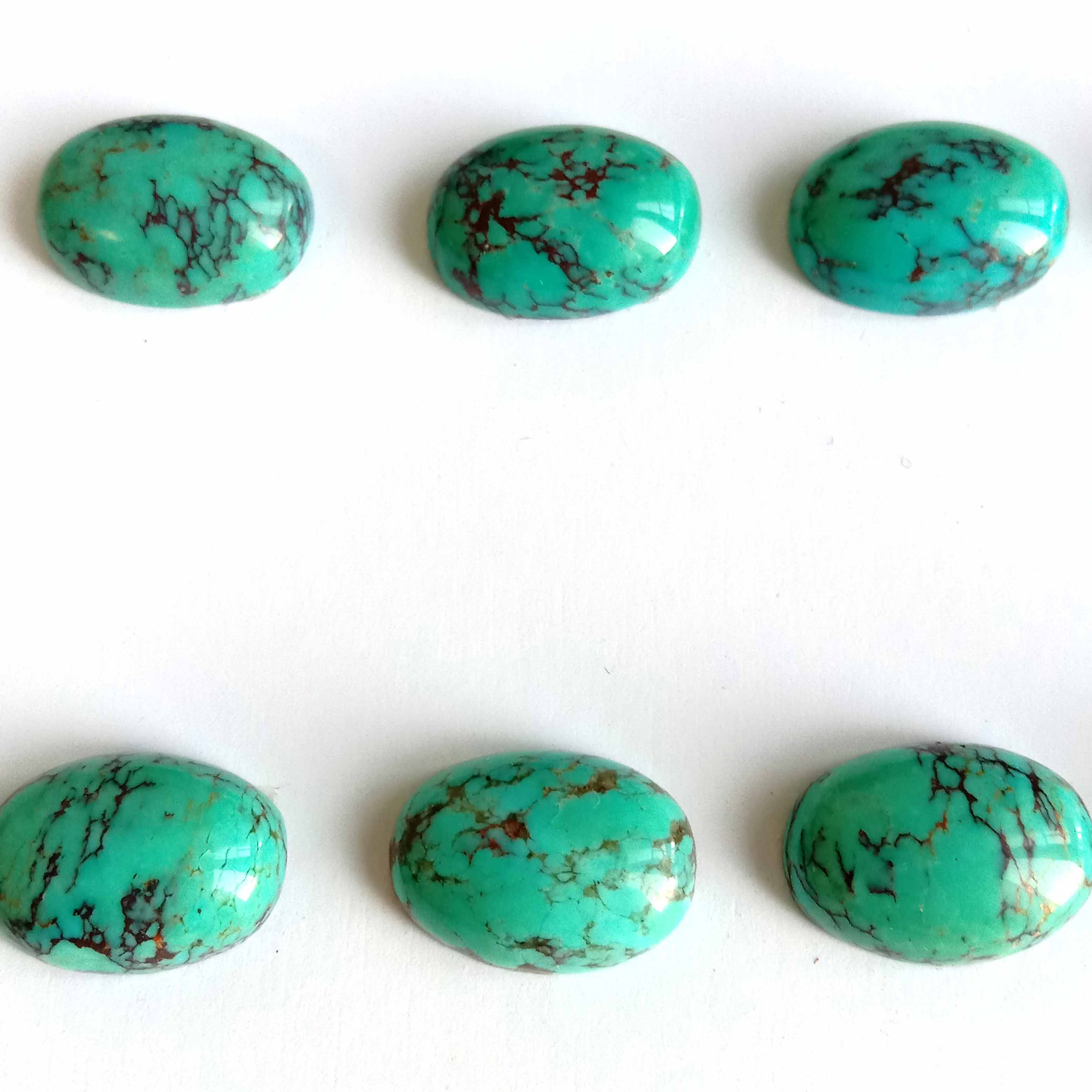 Natural American Arizona Turquoise with matrix Cabochon oval shape gemstone 10x14x5mm Greenish blue 15