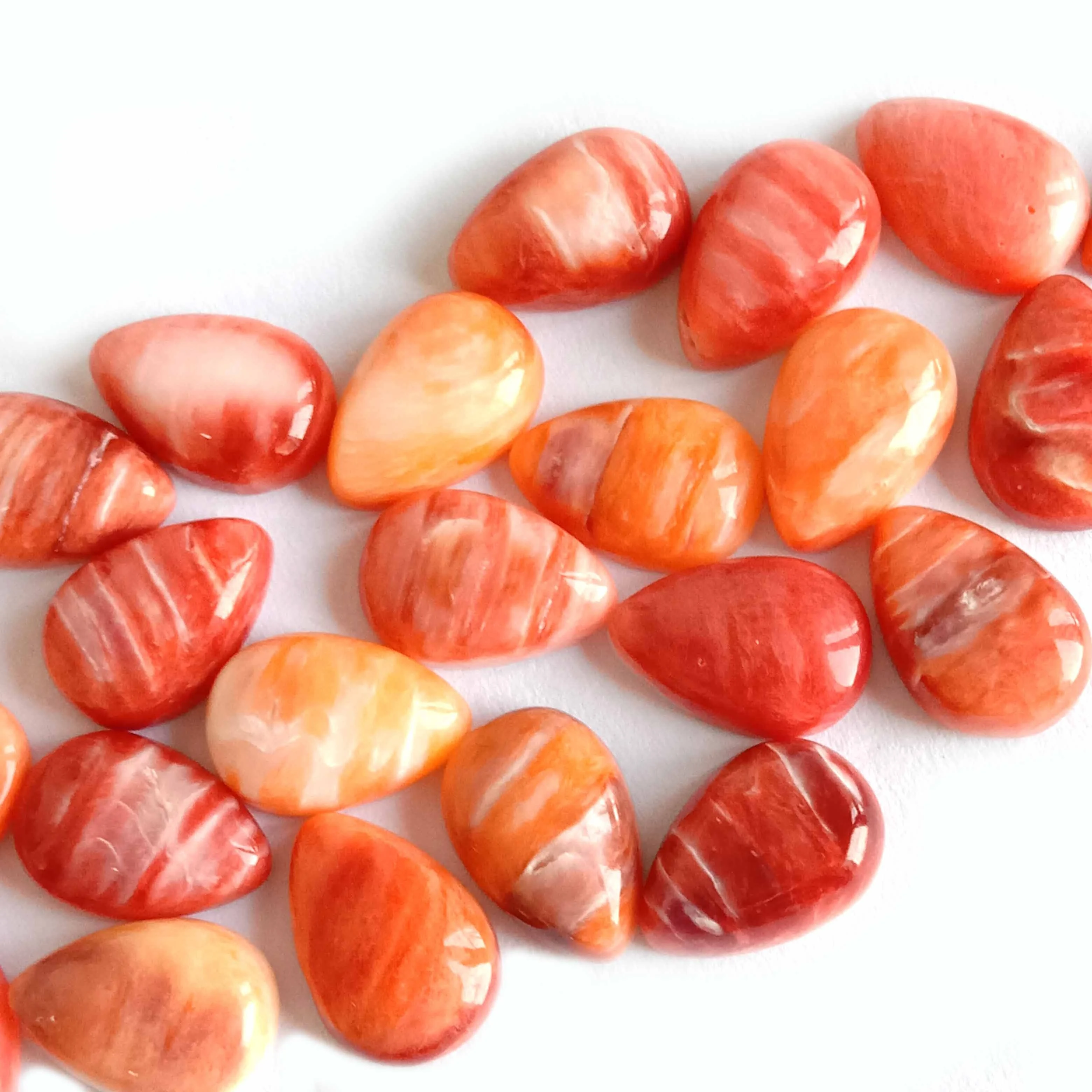 Spiny Oyster Shell Pear Tear Drop Cabochon 7x10mm 1