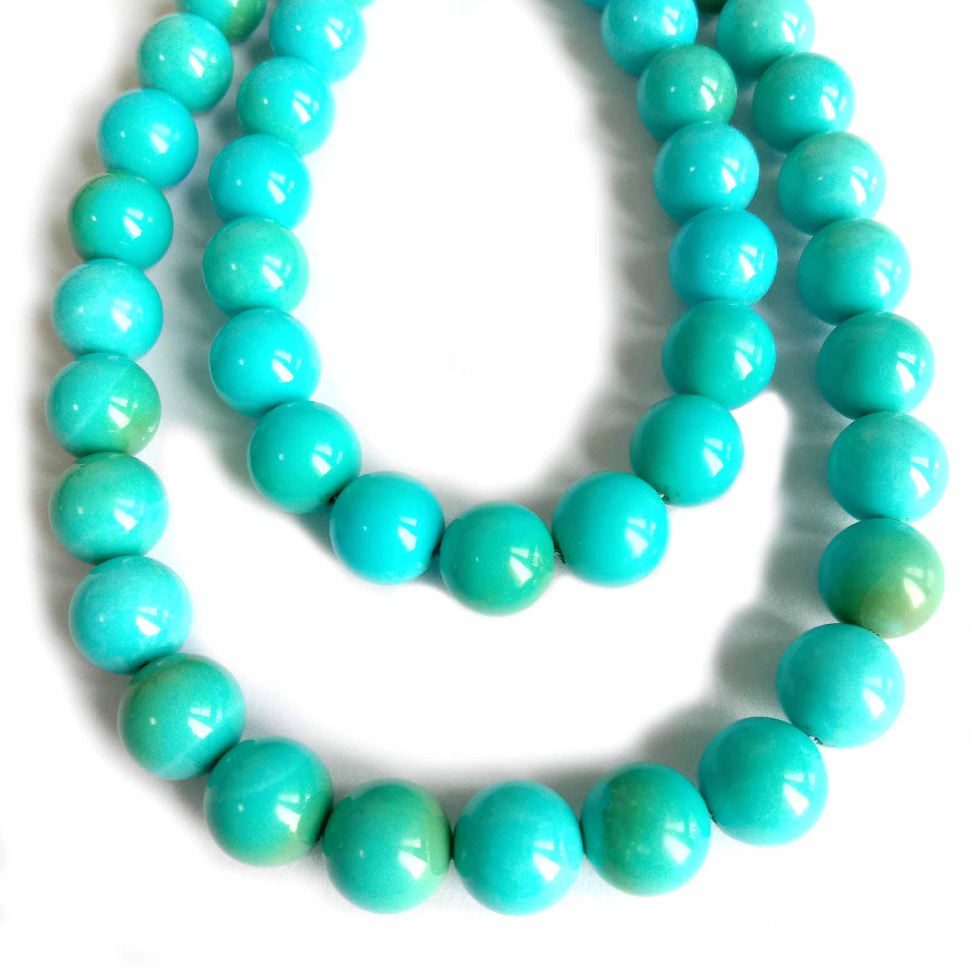 8 毫米天然穩定綠松石寶石藍色圓球綠松石散珠鍊用於項鍊手鍊魅力 18
