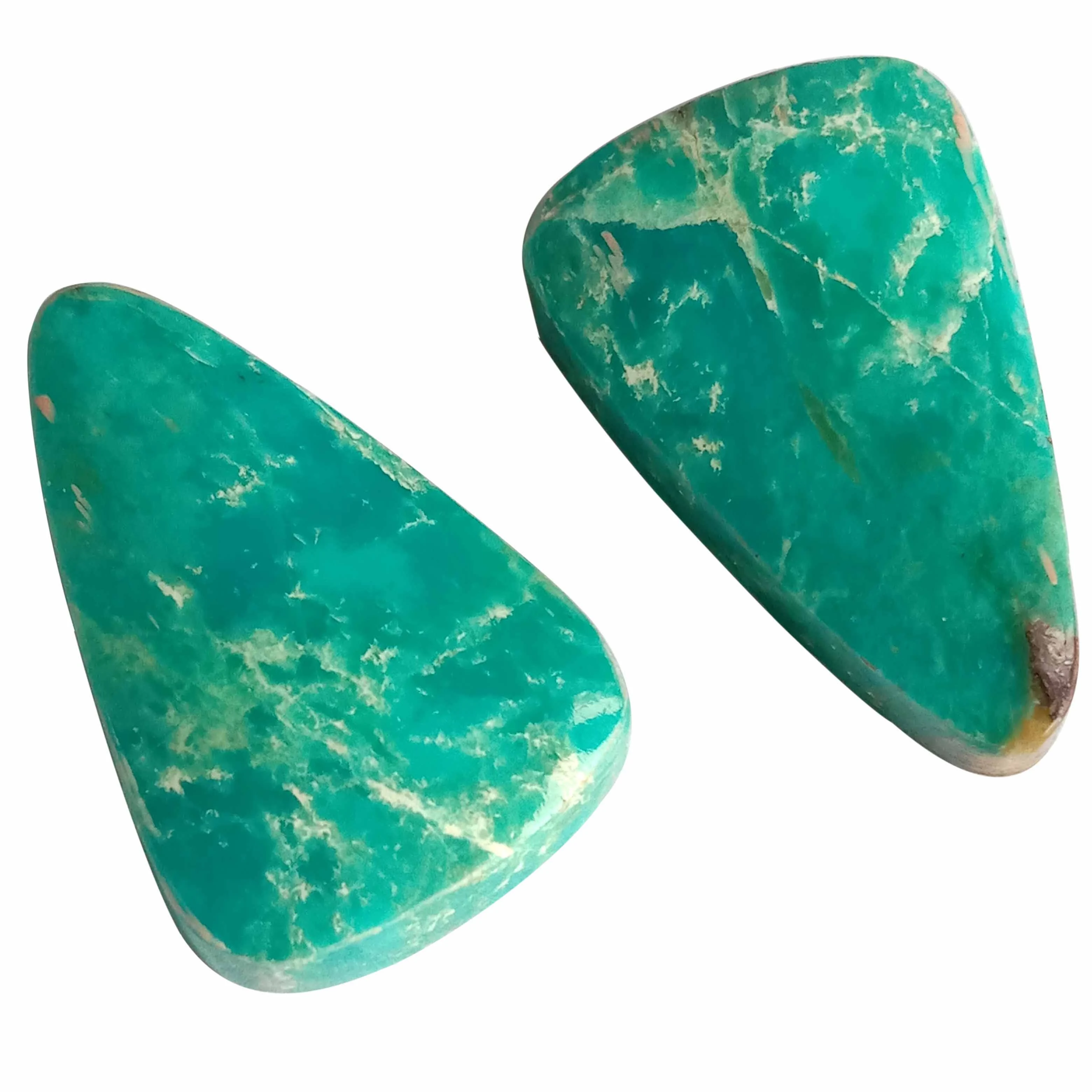 14x22mm E Tiisitsoeng ea Tlhaho ea Turquoise Trillion Cabochon Pair e tsamaellanang hantle le mahakoe a hlephileng 1