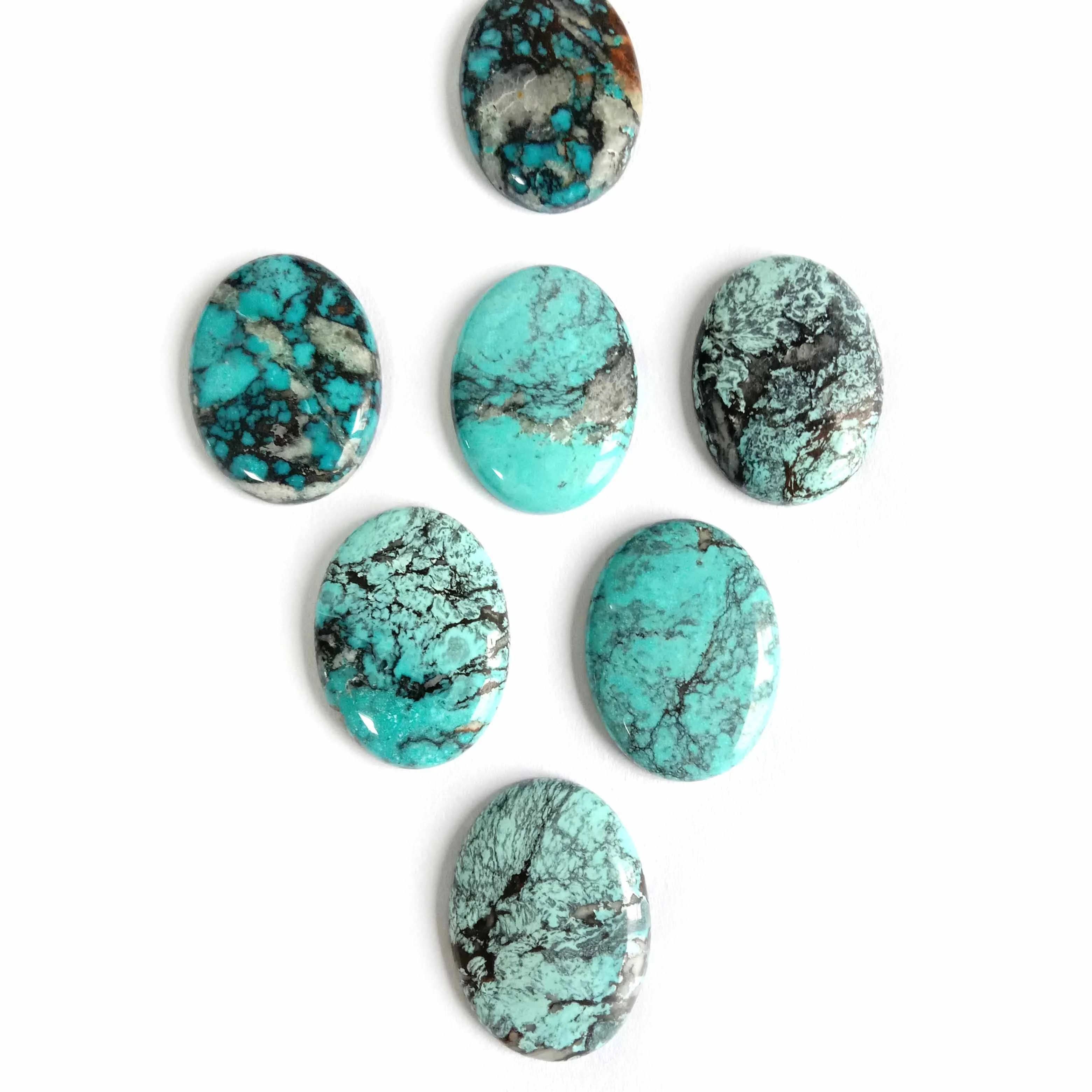 Tibetan Turquoise 27x20mm Oval Gemstone Cabochon Calibrated Blue Turquoise Cabs Bakeng sa ho etsa mabenyane 1