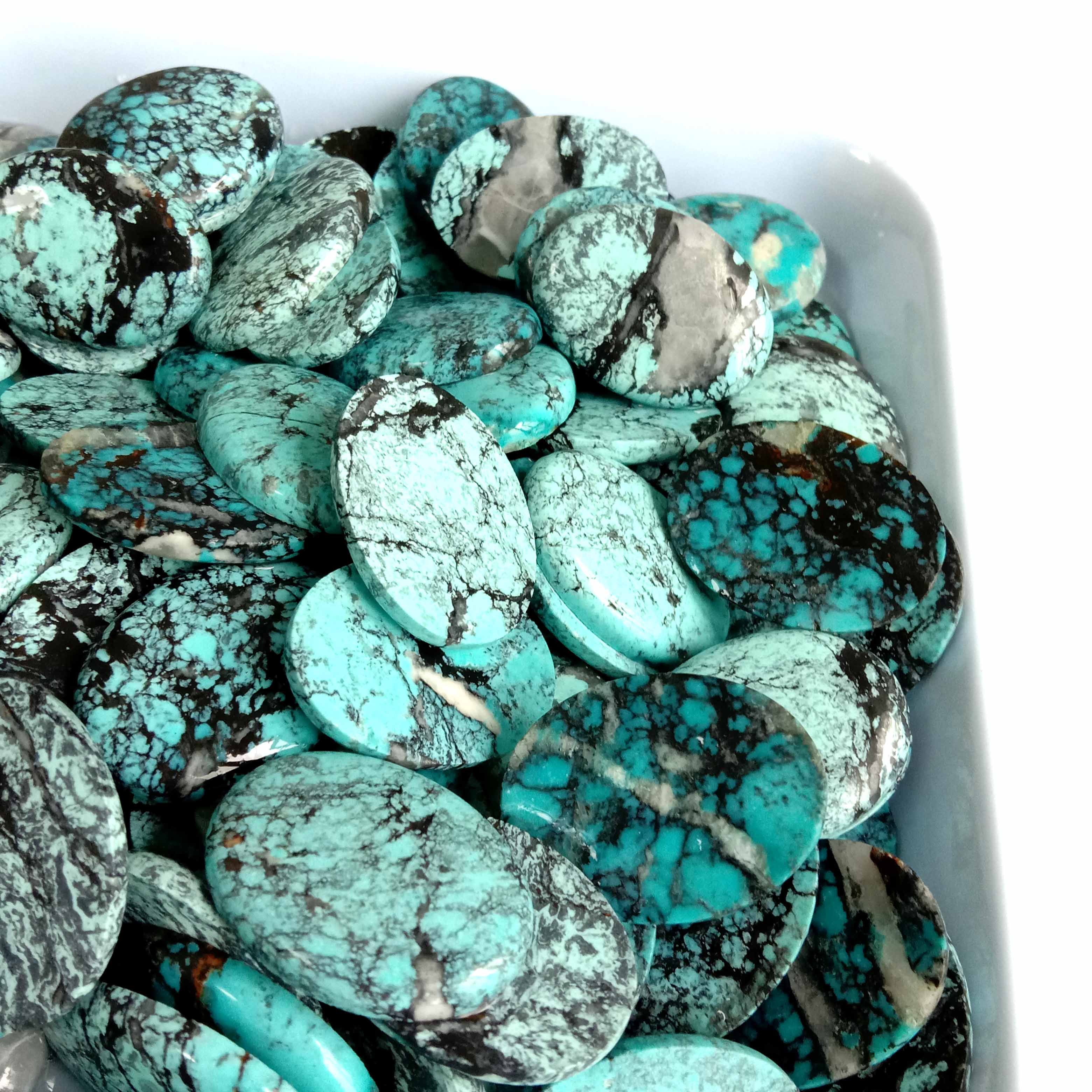 Tibetan Turquoise 27x20mm Oval Gemstone Cabochon Calibrated Blue Turquoise Cabs Bakeng sa ho etsa mabenyane 15