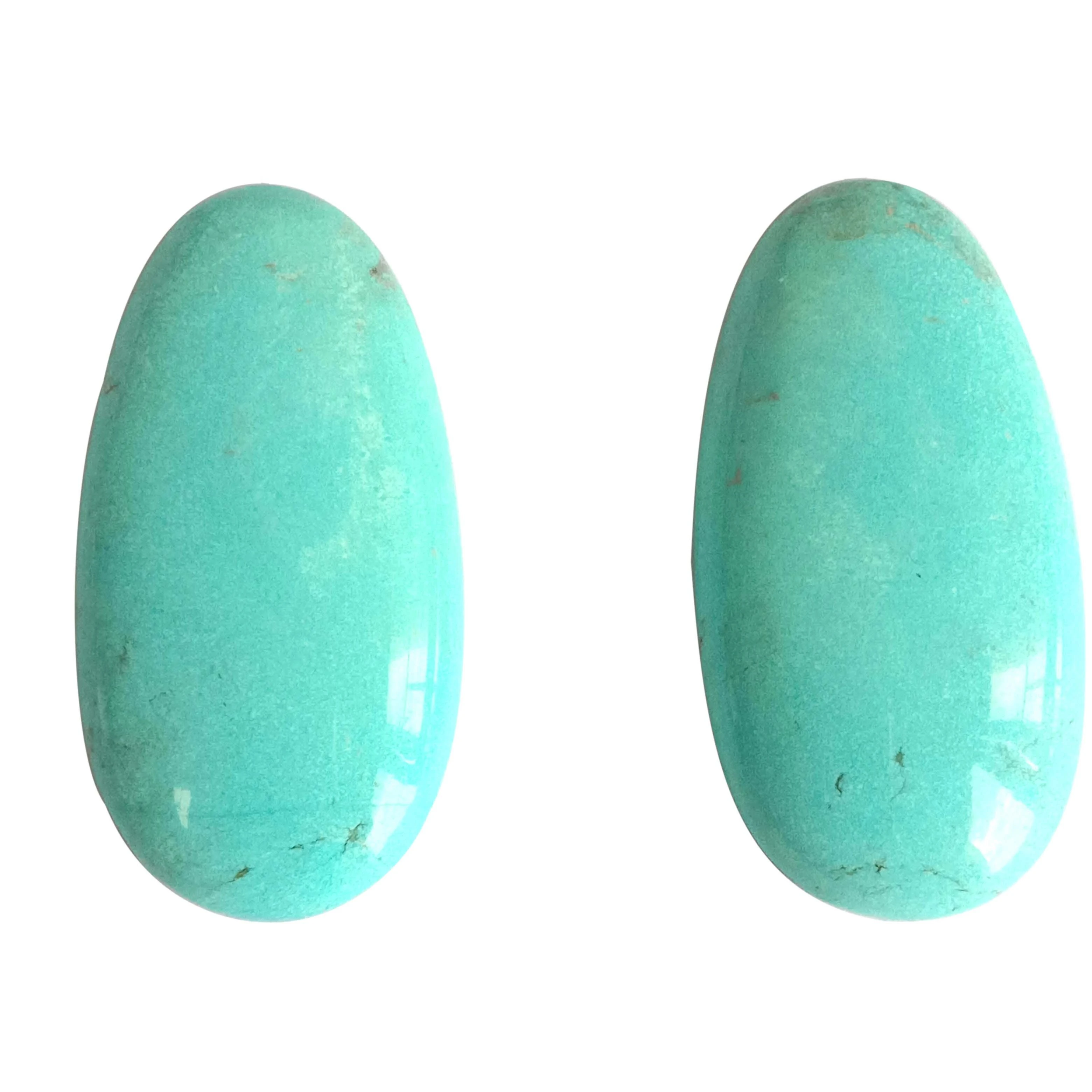 Lejoe la Lejoe la Turquoise le hlephileng bakeng sa mabenyane a 33x17mm lejoe la majoe le sa kenngoeng la Pear Stones Loose Pair Smooth Flat Cabochon 1