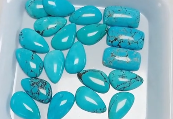 Cyfanwerthu Turquoise glas Cabochon Gemstone Rhydd 9