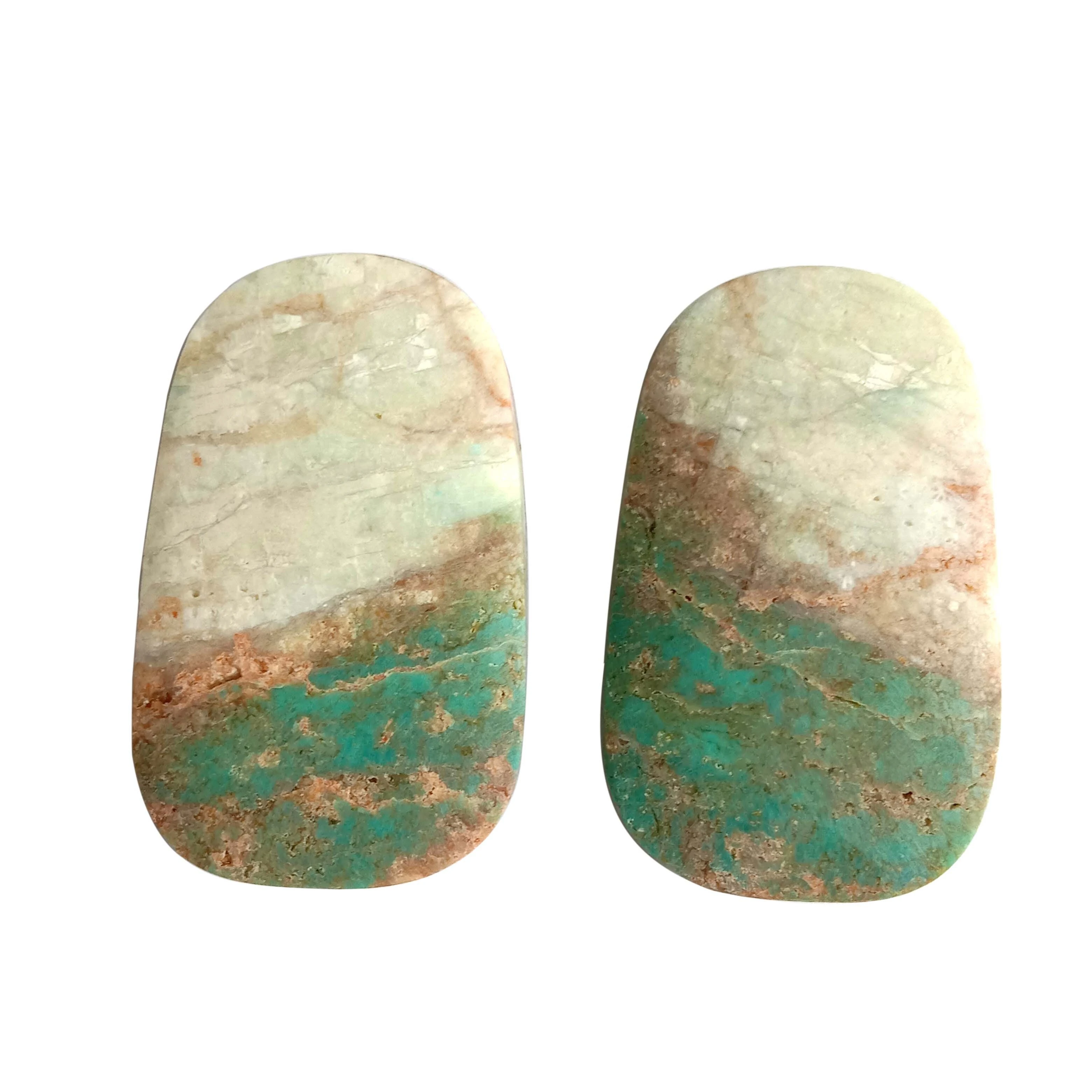 E ntle ea Tlhaho ea Turquoise Pair Cabochon Rectangle 28x17mm 1