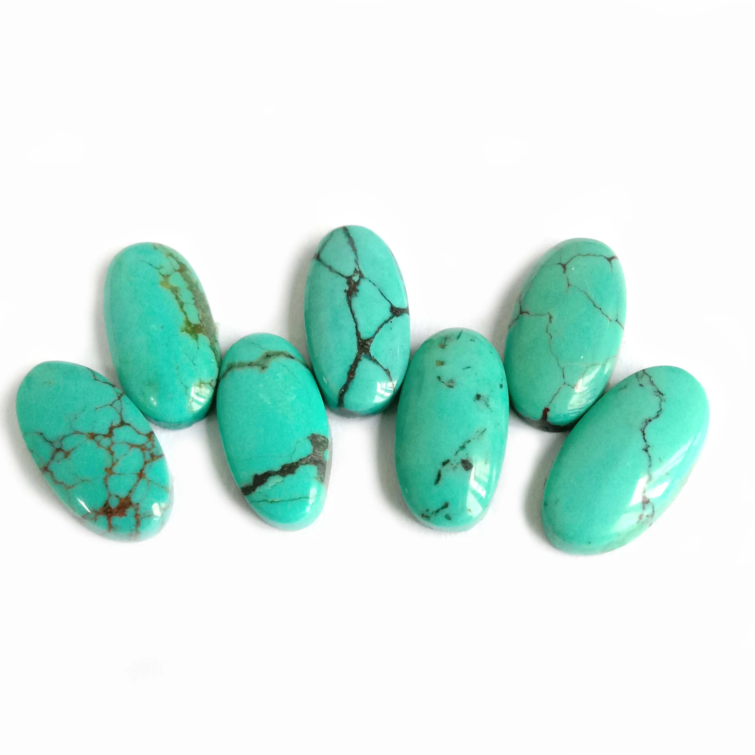 ተፈጥሯዊ አሜሪካዊ ቱርኩይስ ከማትሪክስ ጋር Cabochon ሞላላ ቅርጽ ያለው የከበረ ድንጋይ 4x8 ሚሜ አረንጓዴ 1