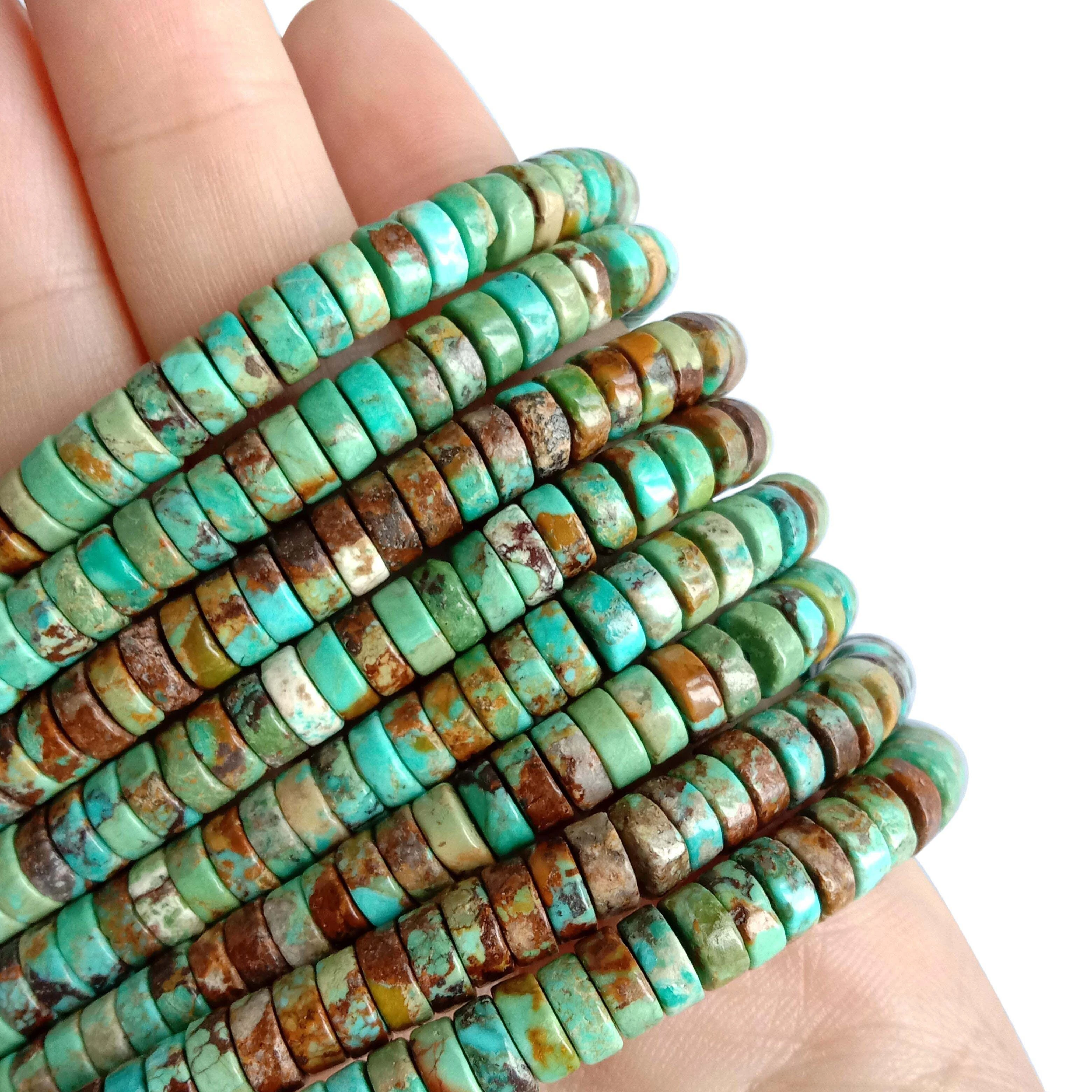 6 mm de pedres precioses de color turquesa natural Heishi Slice Rondelle Beads de 16 polzades 1