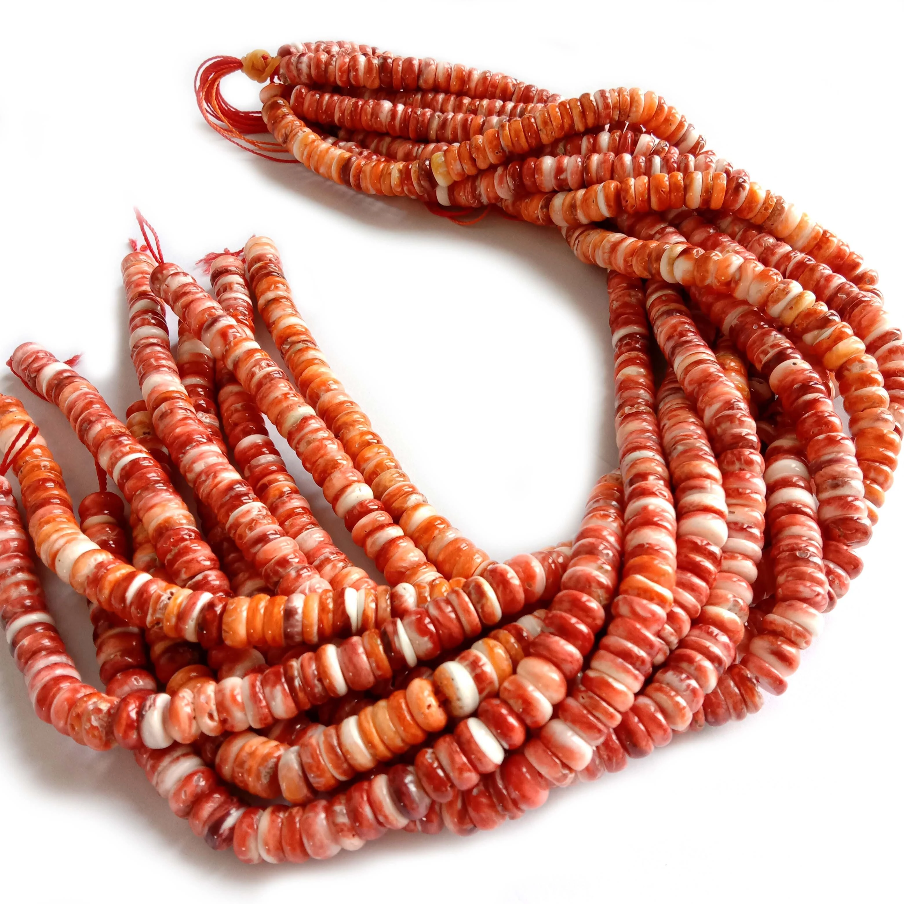 Orange Spiny Oyster Beads 6mm Rondelles Natural Shell សម្រាប់ធ្វើគ្រឿងអលង្ការ 1