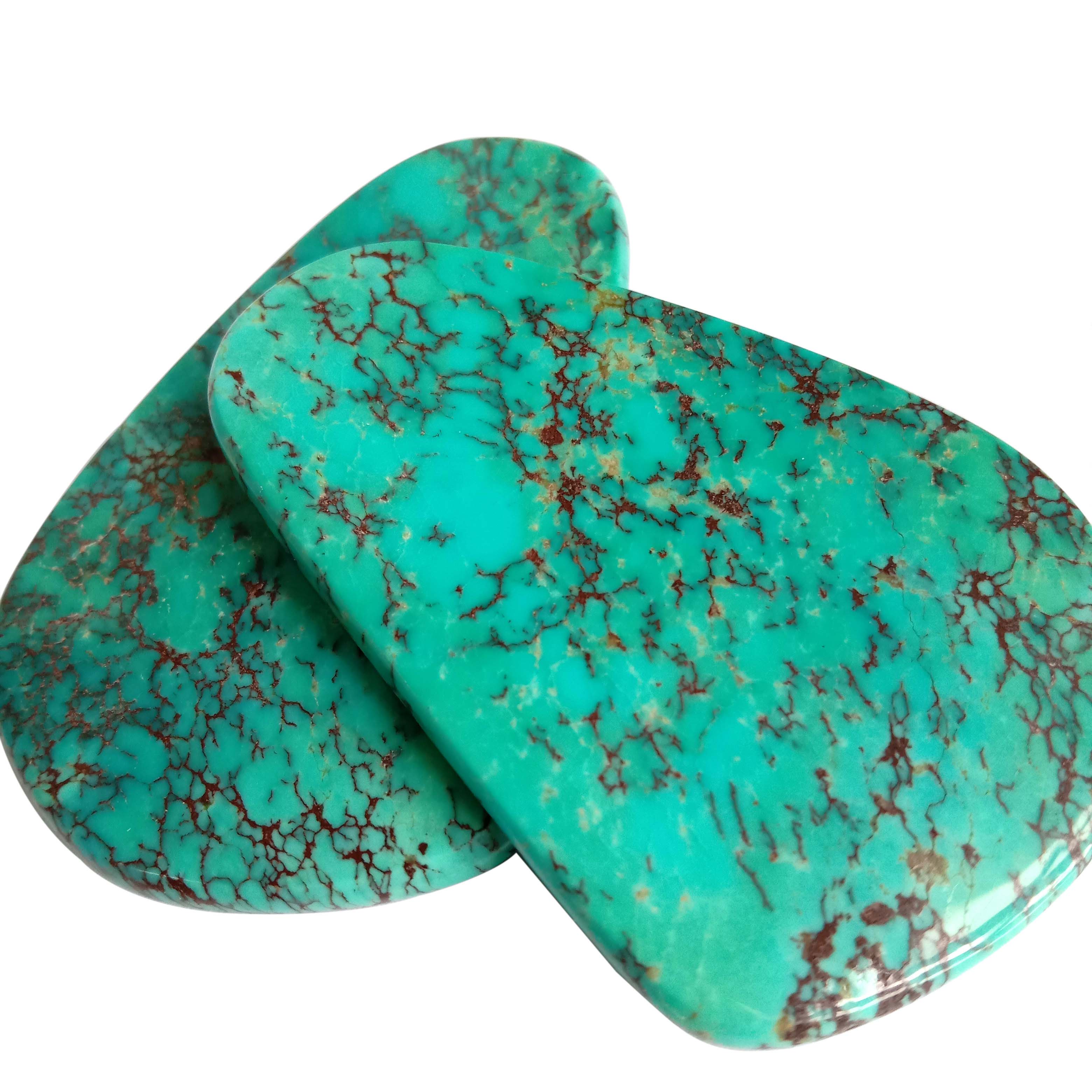 Natural Turquoise Pair loose semi precious gemstone Earring Making Flat back cabochon pair 15