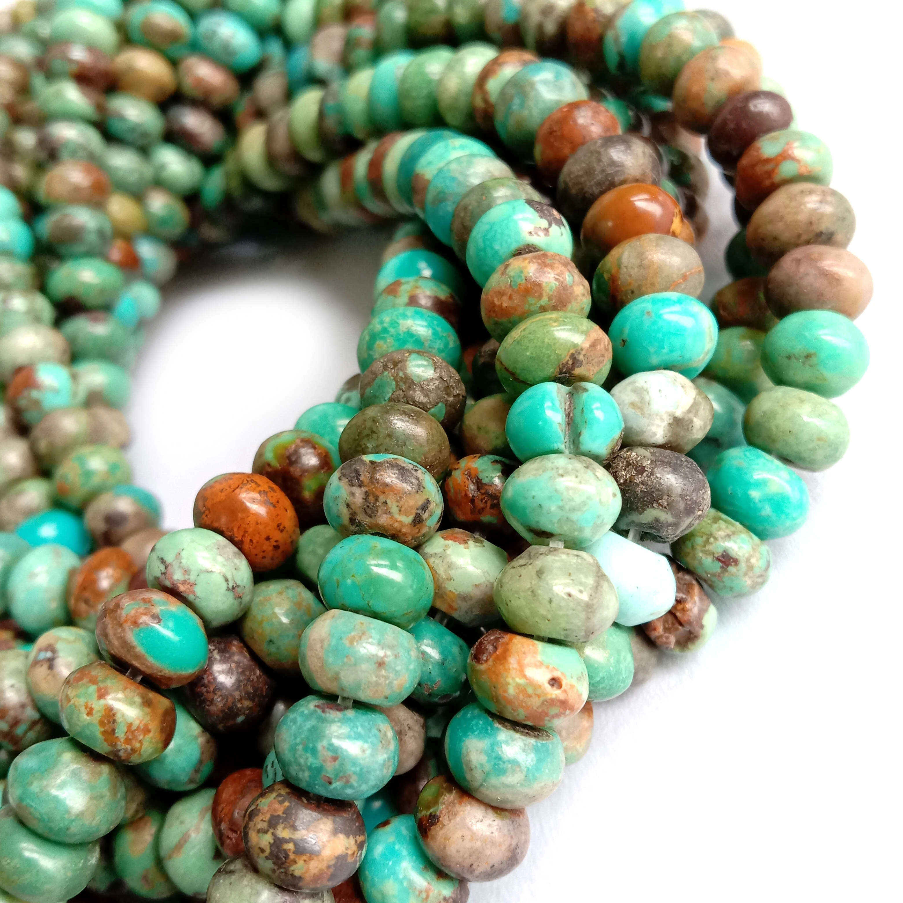 Natural Rondelle Genuine Turquoise Ethnic Stone Beads Green Disk Beads 1