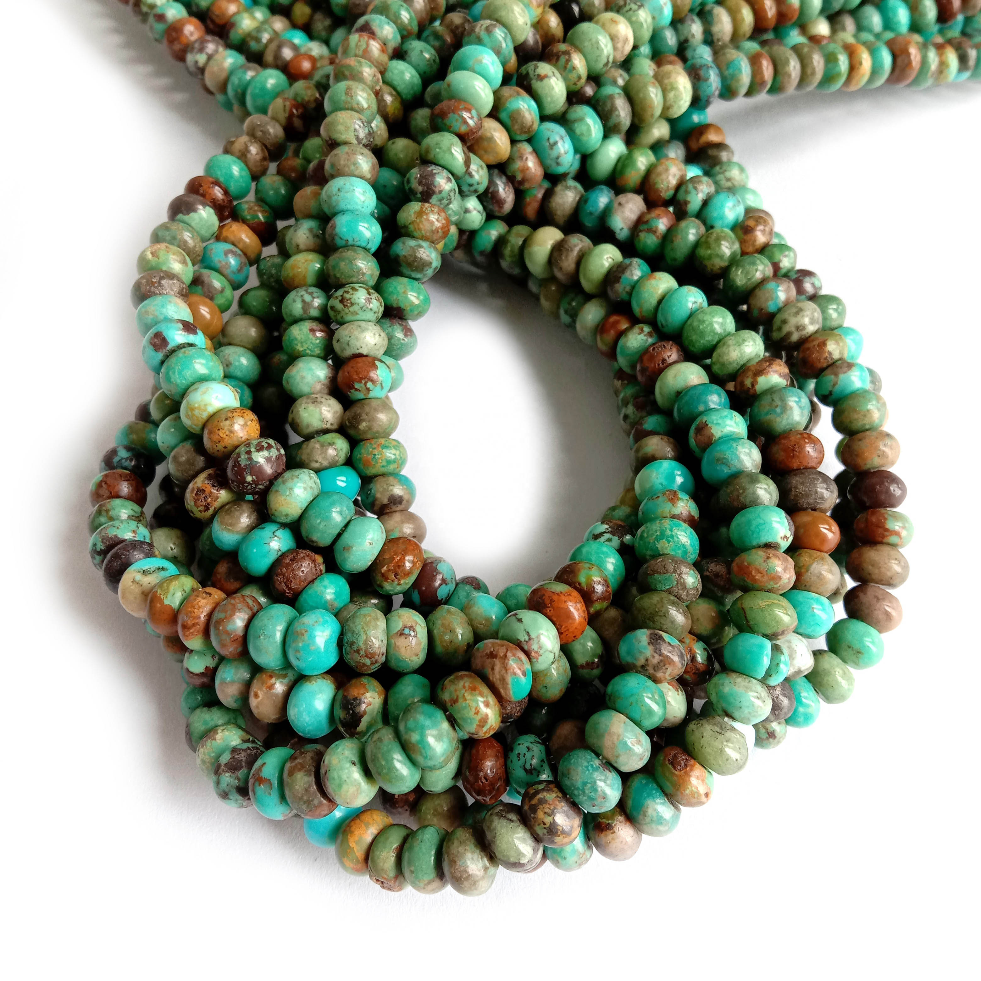 Natural Rondelle Genuine Turquoise Ethnic Stone Beads Green Disk Beads 18