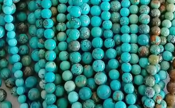 Manik-manik Turquoise Asli Bulat Browm Biru 12