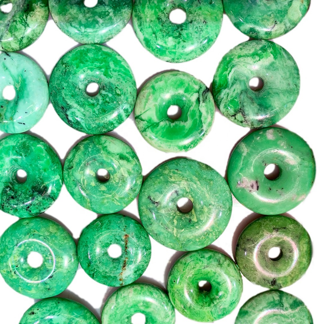 Awọn okuta iyebiye bulu donut Jade yika awọn ilẹkẹ donut focal pendanti ilẹkẹ gemstone ohun ọṣọ adayeba 14