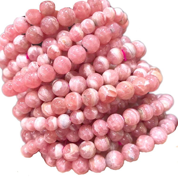 Bangili ya Vito ya asili Shanga za Maombi za Rhodochrosite 6mm 8mm 10mm Mkufu wa Bangili 14