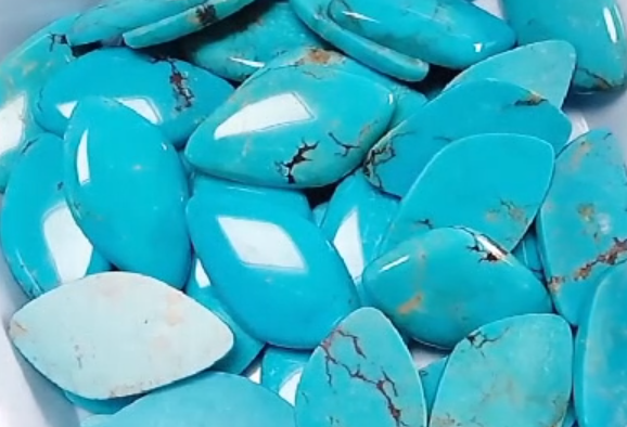 Tibet naturiol glas Cabochon Gwyrddlas Rhydd 9