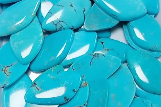 100% Tibet naturiol glas Turquoise Oval 9