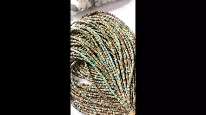 Mwclis turquoiseHeishi naturiol Rondel carreg eni Rhagfyr 3-4mm gwirioneddol 12