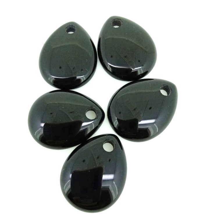 ڪارو رنگ قدرتي ناشپاتي بوٽسوانا اگيٽ لوز قيمتي پٿر 16mm*20mm*3-4mm 4