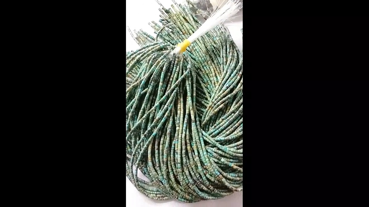 Llinyn Rondel mwclis Turquoise Heishi Gwir Naturiol gleiniau 12