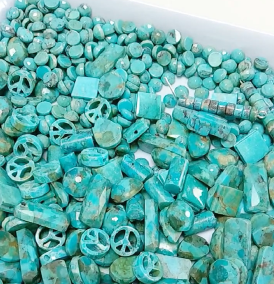 Turquoise Free-Form Stone Hand-Cut GemlueCabochon ពិតប្រាកដ 9