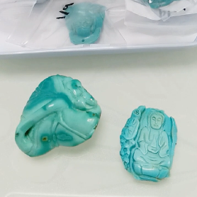 Pendant Turquoise Glas naturiol Emwaith Torri â Llaw Cerrig Gwerthfawr 9