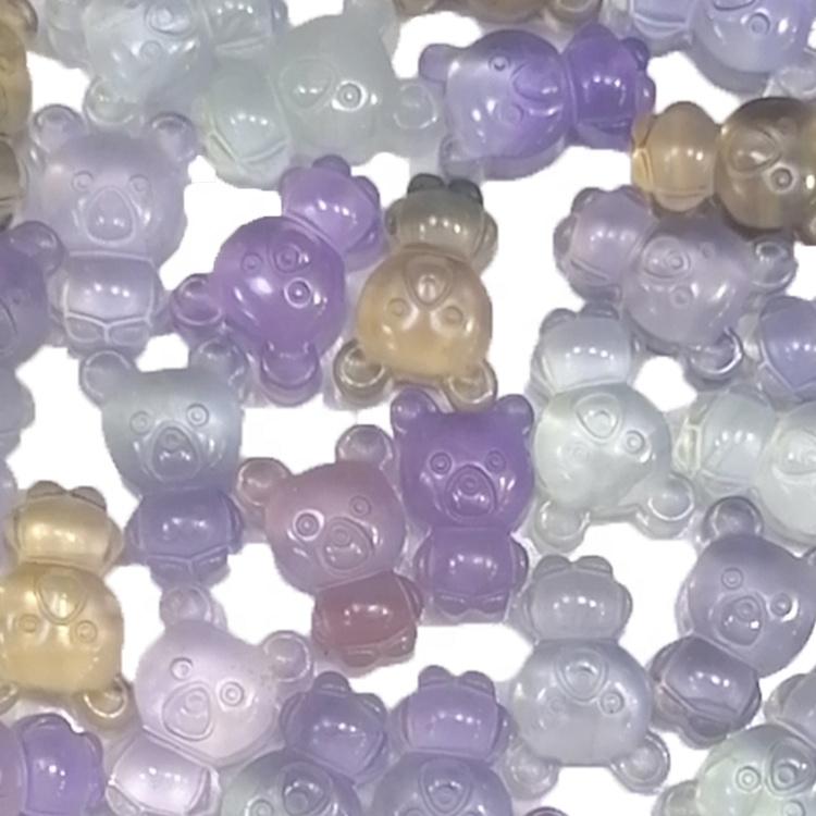 Bear Fine Quality Green Fluorite ထွင်းထုထားသော ကျောက်မျက်ပုတီးစေ့ Strand သဘာဝ Fluorite Fancy Nugget ထွင်းထားသော ပုတီးစေ့ 14