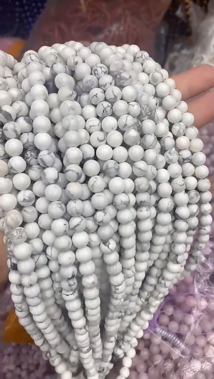 Gleiniau Howlite Gwyn Gradd Naturiol Gleiniau crwn dilys 8