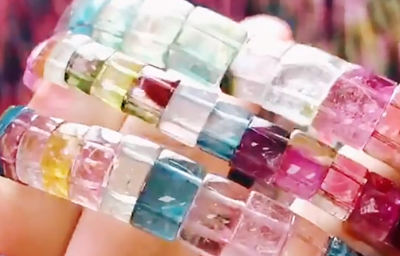 Brazalete color rosa turmalina natural rubelita 8