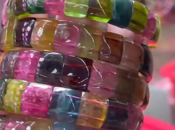 Gran oferta de turmalina, brazalete de apilamiento manual de piedras preciosas estampado 8