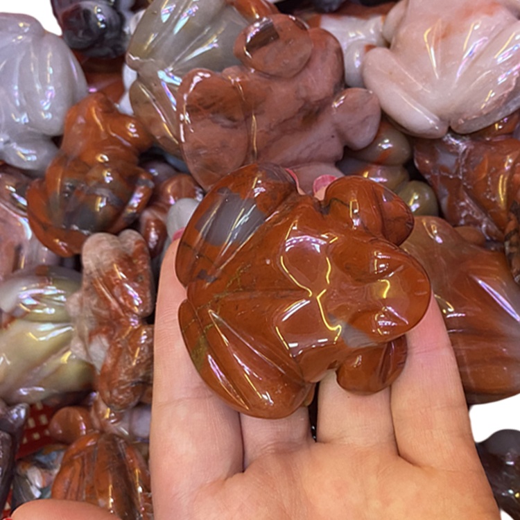 Crystal Żrinġ Istatwa Idejn Minquxin Gemstone Figurina Dekorazzjoni tad-dar Mini Żrinġ Skultura Reiki Fejqan Stone Crystal Gift W 14