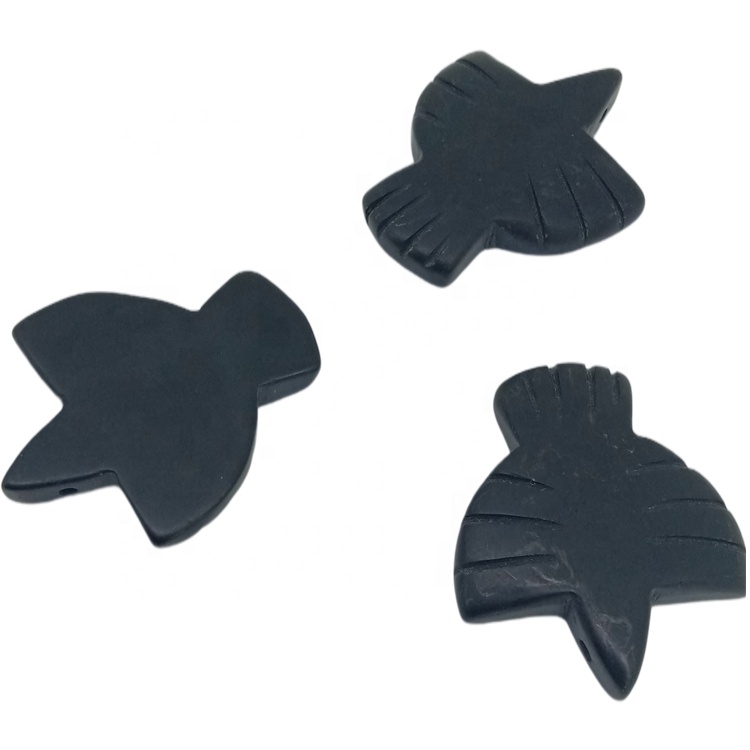 Natura လက်လုပ်ရတနာအနက်ရောင် Composite Bird Fetish Focal Pendant အဖိုးတန်ကျောက်မျက်ရတနာများ 14