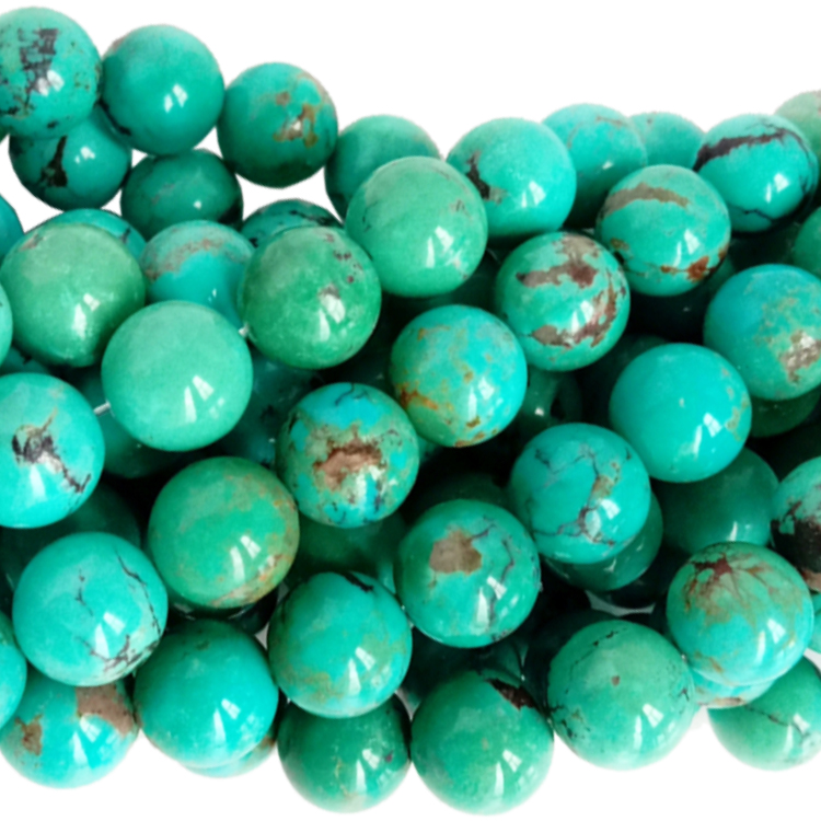 Perle turchese blu Perle rotonde di pietre preziose naturali vendute da 16 pollici Dimensioni di fili 4 mm 6 mm 8 mm 10 mm 12 mm 18