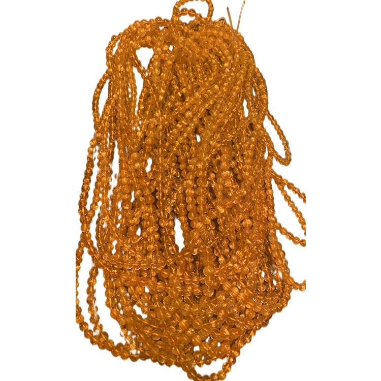 Golden Rutilated Quartz Gemstone Gold Grade Round Loose Beads 16 inch Full Strand 14