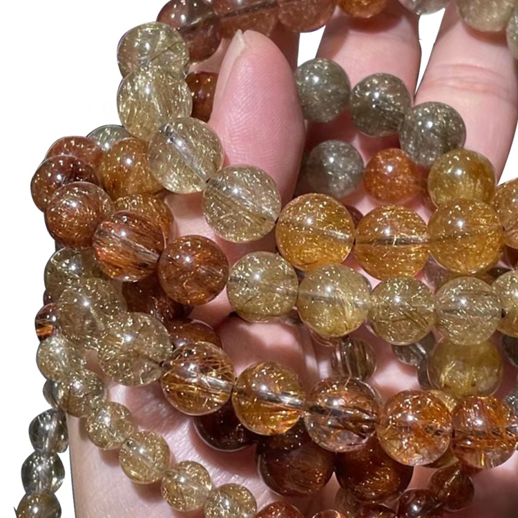 rutilated quartz Watermelon tourmaline beaded bangili 14