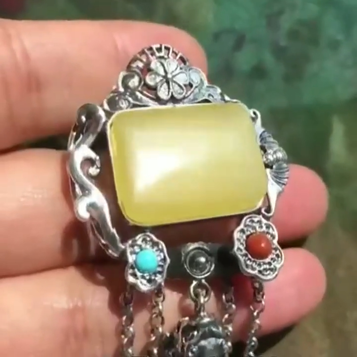 ଷ୍ଟର୍ଲିଂ ରୂପାରେ ଆମ୍ବର ପେଣ୍ଡାଣ୍ଟ ଆୟତାକାର 8