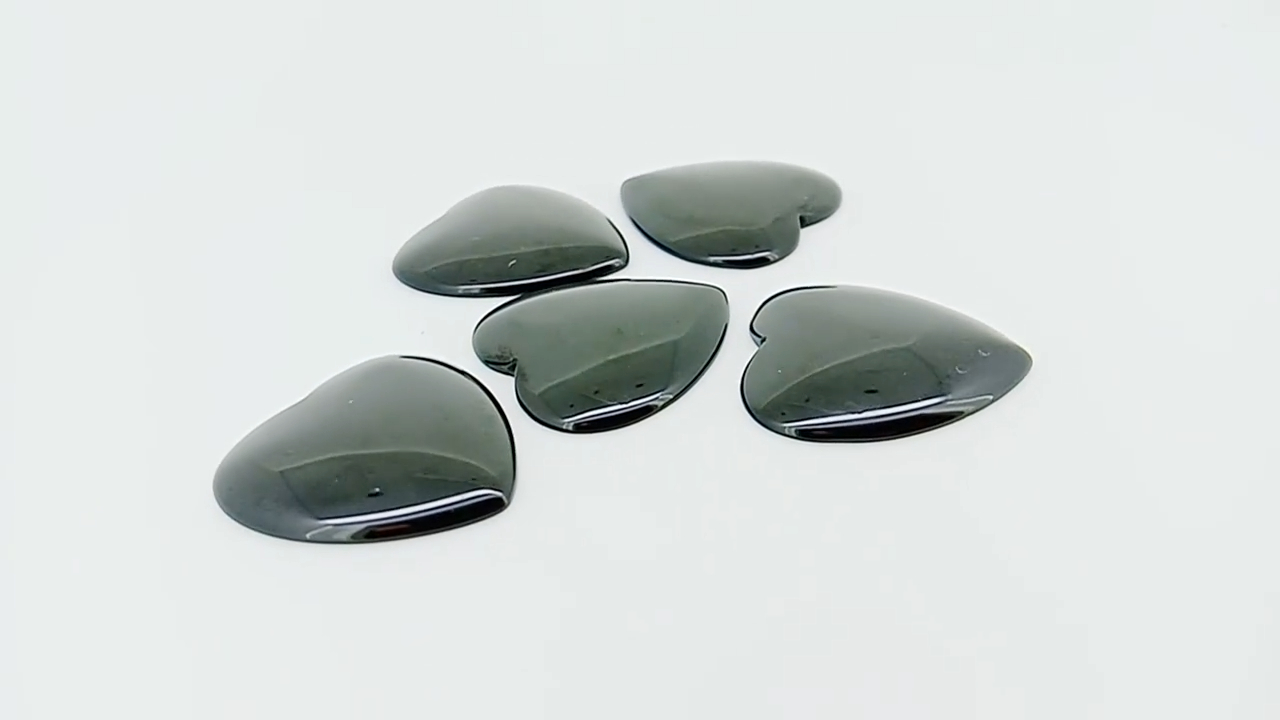 ចិញ្ចៀនបេះដូង agate ខ្មៅ 24mm * 25mm * 3-4mm 8