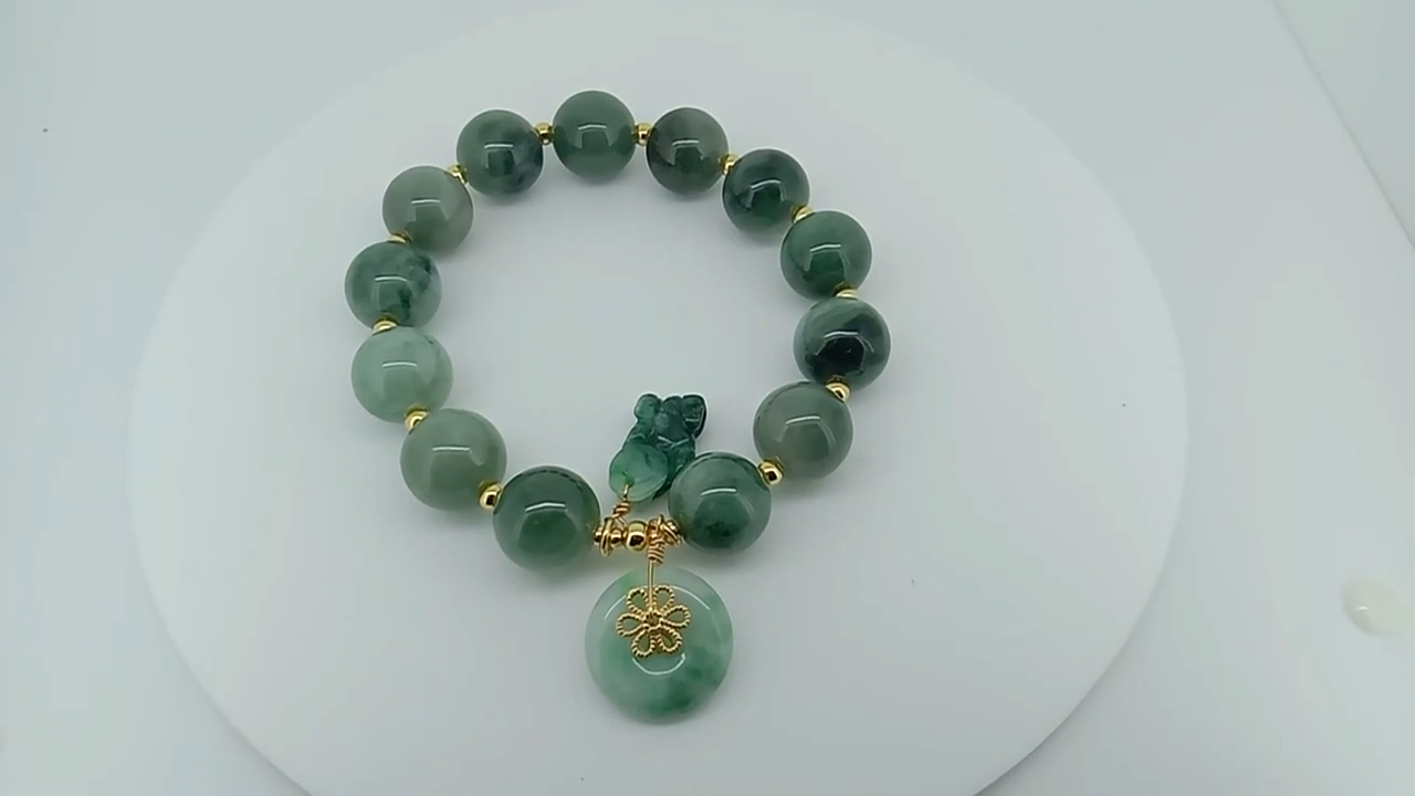 Pulsera con cuentas de piedras preciosas de jade 8