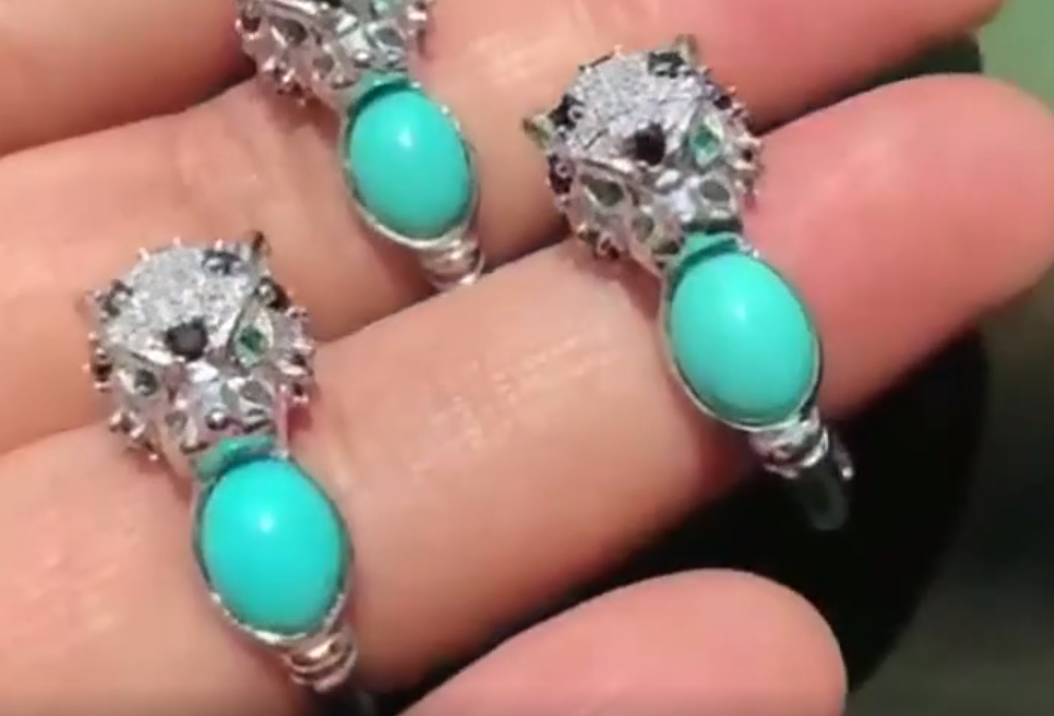 ចិញ្ចៀន gemstone មុជទឹក, 925 stergling, ចិញ្ចៀនធ្វើដោយដៃ 10