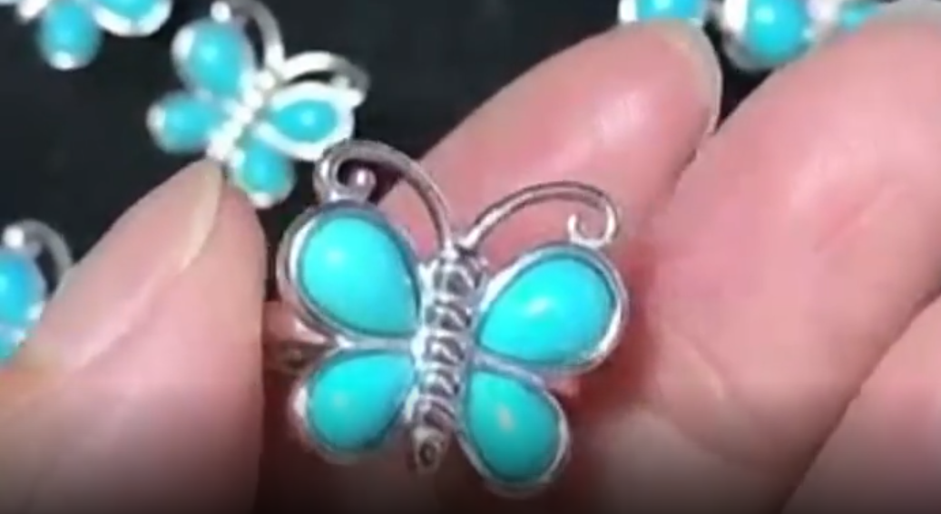 Butterfly Turquoise Ring, Sterling Silver 10
