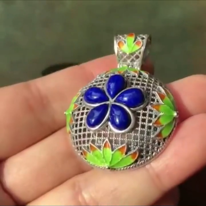 រូបរាងរបស់ Pear Lapis Lapis Lapis Lazuli Pendant 10