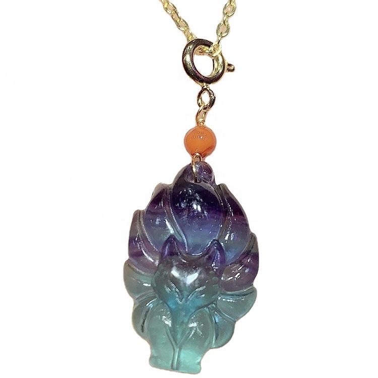 Draguljasti nakit fluorit različite boje vruća prodaja genuinenaturalno oblik mačaka 12