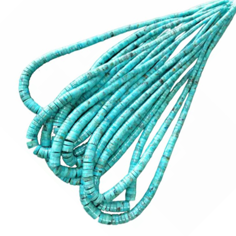 ធម្មជាតិពិត 100% អារីហ្សូណា Turquoise ធំ Heishi Beads Rondelle Disc Wheel Real Natural Blue Turquoise Beads 18