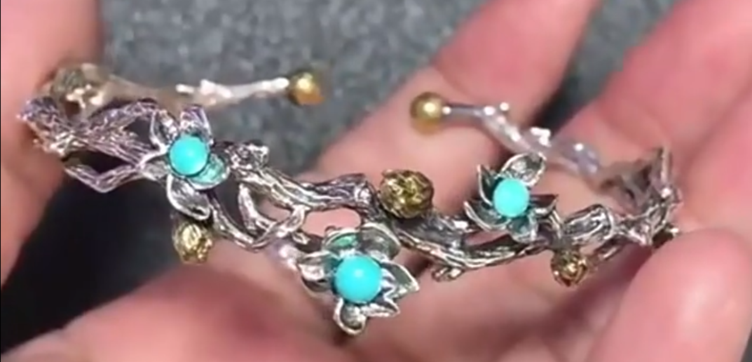 Turquoise Round Stone Tennis Bracelet in Sterling Silver 10